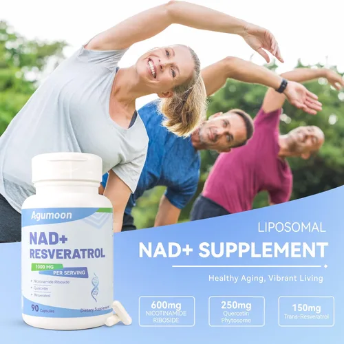 Vista 3 de Suplemento NAD+ de 1000 mg, suplemento liposomal de ribósido de nicotinamida NAD con resveratrol y quercetina para mujeres y hombres - 90 cápsulas