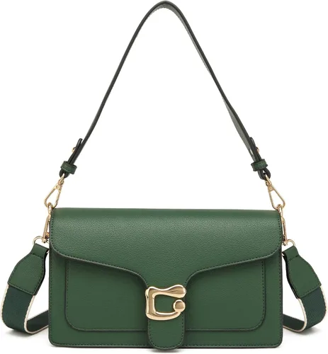 Vista 25 de Travistar Bolsos cruzados para mujer de moda - Pequeño bolso cruzado de hombro con 2 correas, bolso de mano de cuero, bolso de noche de embrague