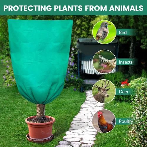 Vista 6 de Cubiertas para Plantas Protección contra Heladas, 2 Paquetes 75"An x 90"Al Mantas Grandes de Tela Antiheladas 2.47oz/yd² con Cremallera y Cordón