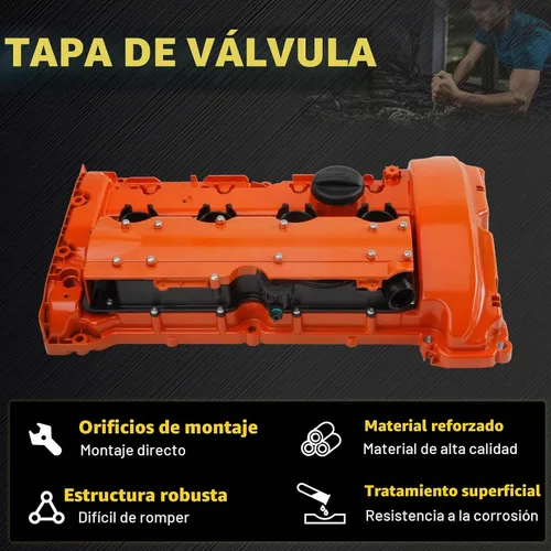 Vista 5 de Cubierta de válvula de aluminio compatible con BMW MINI Cooper S Paceman L4 1.6L 2007-2016 con piezas de motor N14 Turbo 11127646555 naranja