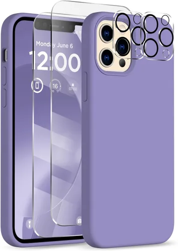 Vista 10 de Funda para iPhone 12 Pro Max, [2 protectores de cámara + 2 protectores de pantalla], funda protectora de silicona de cuerpo completo a prueba