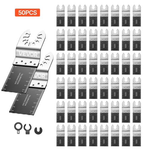 Vista 9 de VEVOR 50 piezas de hojas de sierra oscilantes, hojas de sierra oscilantes de liberación rápida universales, cuchillas multiherramienta para madera