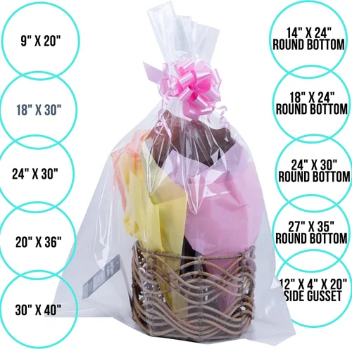 Vista 5 de A1 Bakery Supplies CELLO Bags - Paquete de 10 bolsas de regalo de celofán extra grandes de 30 x 40 pulgadas para cestas – juguetes, regalos y más