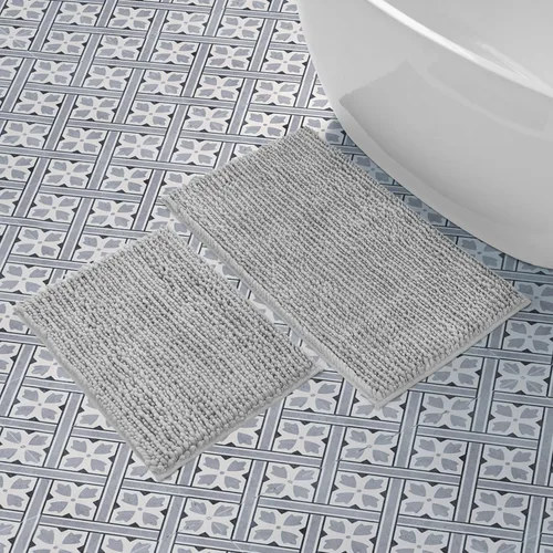 Vista 43 de Laura Ashley - Juego de 2 tapetes de baño de chenilla suave, 20 x 34 pulgadas, color azul