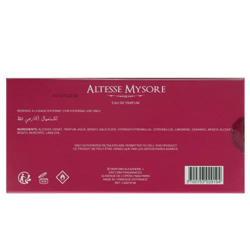 Vista 2 de Altesse Mysore by Alexandre J Eau De Parfum 3.3 oz Spray