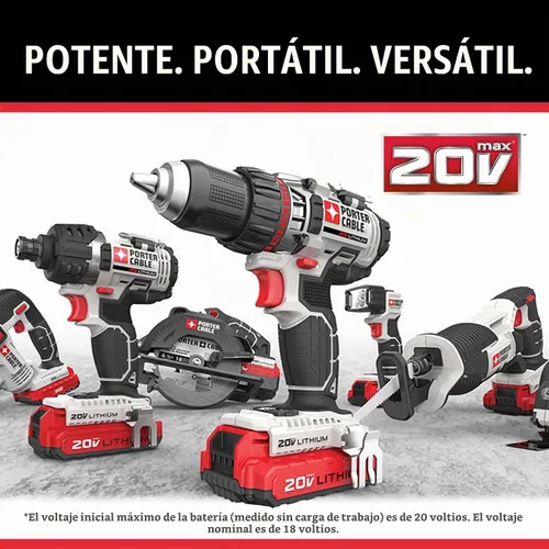 Vista 9 de PORTER-CABLE Kit combinado de 6 herramientas de 20 V MAX* Juego de taladro inalámbrico, destornillador de impacto, sierra circular, sierra