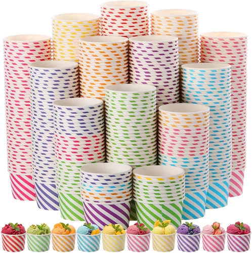 Vista 9 de Zeyune 500 vasos de papel para helado, cuencos desechables de 5 onzas para helado de postre, yogur congelado, sarga, aperitivos, sopa, alimentos