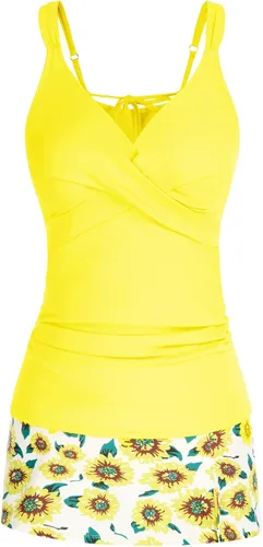 Vista 3 de CURLBIUTY Trajes de baño tankini de dos piezas para mujer, modesto control de abdomen, trajes de baño
