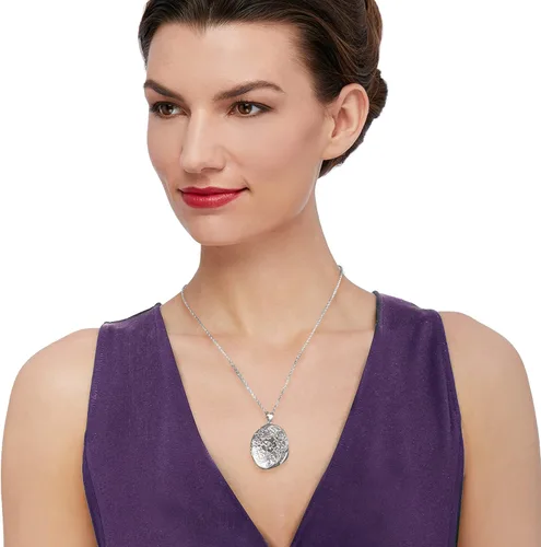 Vista 2 de Ross-Simons Sterling Silver Personalized Floral Locket Necklace