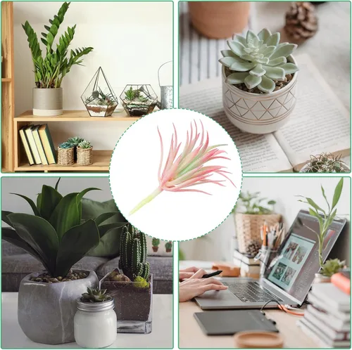 Vista 5 de PATIKIL Plantas suculentas artificiales, paquete de 4 plantas falsas pequeñas, plantas suculentas falsas sin maceta para decoración del jardín