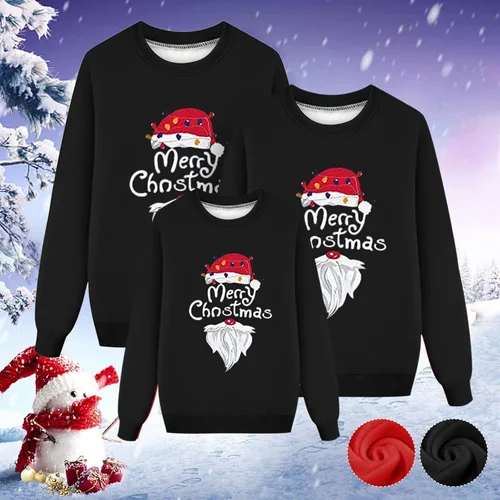 Vista 6 de Camisetas de Navidad a juego para la familia, de manga larga, para festivales, fiestas, pijamas con estampado de árbol de Navidad