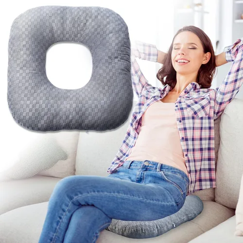 Vista 17 de Cojín de asiento con forma de dona rellena para dolor de coxis y coccix, hemorroides, úlceras de cama, embarazo, próstata, recuperación