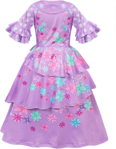 Vista 2 de HenzWorld Disfraz de Mirabel para niñas vestido mágico de la familia IsabelaMadrigalPepa disfraz de dibujos animados traje de fiesta