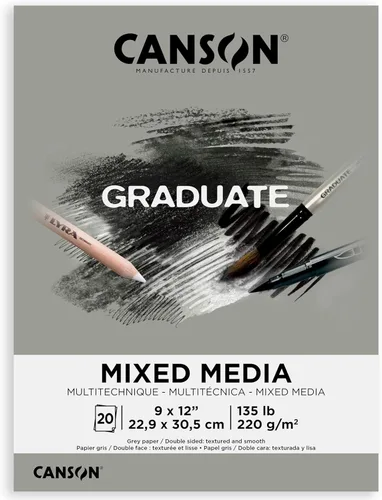 Vista 12 de Canson Graduate - Bloc de medios mixtos en tono gris, plegable, 5.5 x 8.5 pulgadas, 20 hojas Papel de artista para adultos y estudiantes