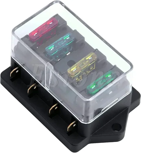Vista 3 de 12 V / 24 V 4 Way Car Truck Car Blade Fuse Box Holder Circuit Standard ATO + 4X Fuse