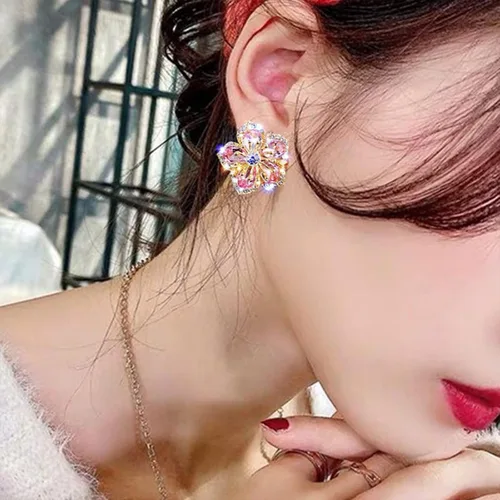 Vista 2 de Aretes de diamantes de imitación para mujer, aretes de gota de cristal vintage, aretes de novia para boda, graduación, joyería, Metal, otro