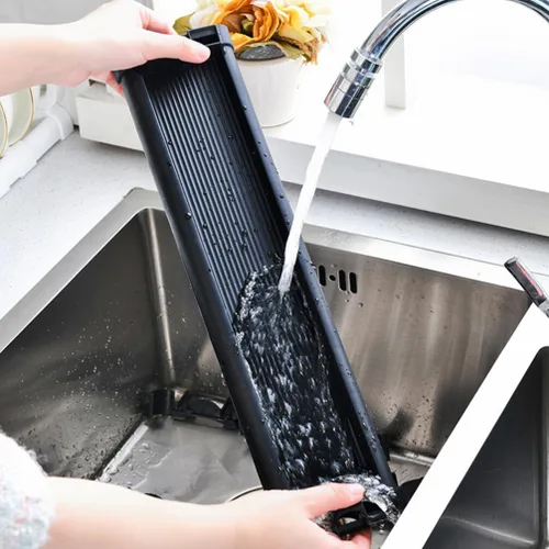 Vista 8 de Kichvoe Escurridor de platos ajustable para gabinete y bandeja de secado para encimera de cocina, elegante material de PP