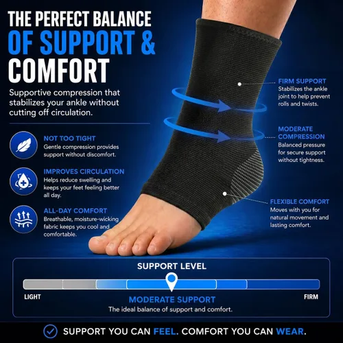 Vista 5 de SB SOX Tobillera de compresión (1 par) – Manga de soporte de tobillo para hombres y mujeres – Alivio para Aquiles, esguinces, fascitis plantar