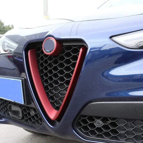 Vista 3 de Autobro Accesorios para Alfa Romeo Stelvio 2017 2018 2019 2020 (no aplicable para Giulia) ABS cromado parrilla delantera decoración marco
