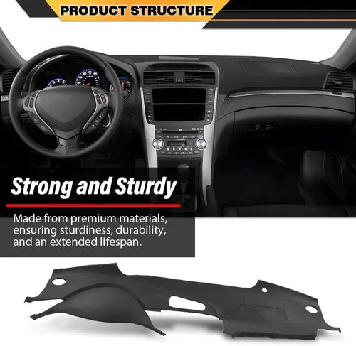 Vista 2 de CNNELL Cubierta de tablero compatible con Acura TL 2004-2008 negro 30408LLBLK