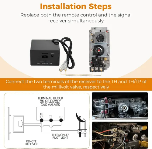Vista 5 de Kit de control remoto para chimenea de gas, compatible con chimenea Ambient Technologies, control remoto reemplaza RCM-RX/RMC RX RCT RCMT RCT RCST