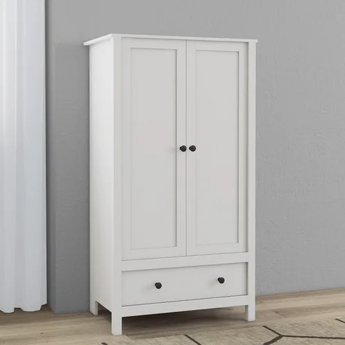 Vista 5 de Panana Armario de 2 puertas, armario con cajón para dormitorio (blanco)