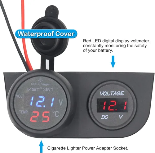 Vista 2 de 12/24V multifuncional 2 agujeros panel de tienda de campaña enchufe de conversión de coche encendedor de cigarrillos adaptador