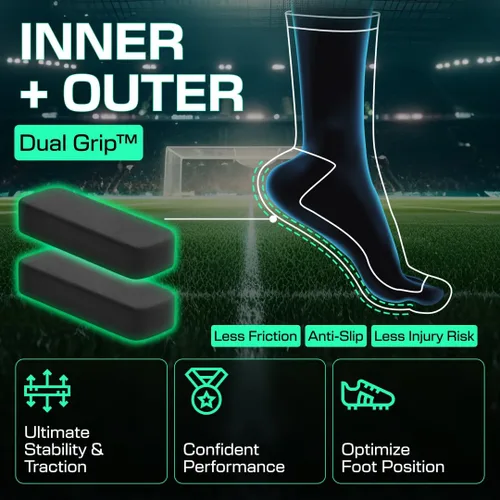 Vista 2 de LUX Sports Calcetines de Doble Agarre - Calcetines de Agarre para Fútbol para Hombres y Mujeres. Rendimiento y Comodidad GripArray