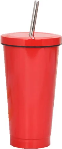 Vista 8 de Ulalaza Vaso de agua de acero inoxidable aislado con tapa, botella de agua, aislamiento térmico, taza fría portátil de acero inoxidable, pajita