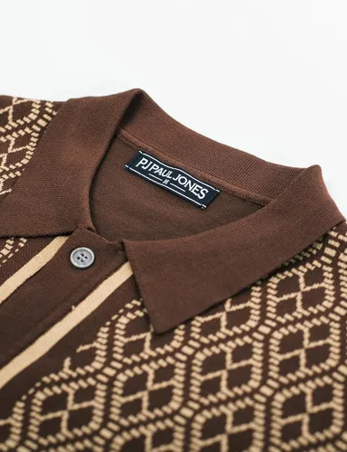 Vista 3 de PJ PAUL JONES Camisas polo para hombre, camisas vintage de los años 70, polo de punto en contraste