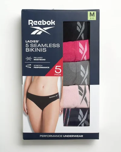 Vista 2 de Reebok Ropa interior para mujer - Braguitas de bikini sin costuras (paquete de 5)