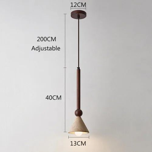 Vista 4 de Dining Room Pendant Lights Fixtures Small Cone Yellow Travertine Chandelier Nordic Retro Wood Hanging Lamp for Farmhouse Bedroom Staircase