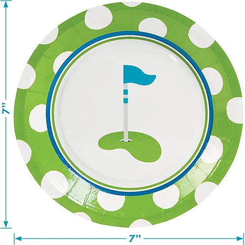 Vista 3 de Golf Par-Tee Pack - Platos de postre de papel, servilletas de almuerzo, tenedores y cubiertas de mesa (sirve 16)