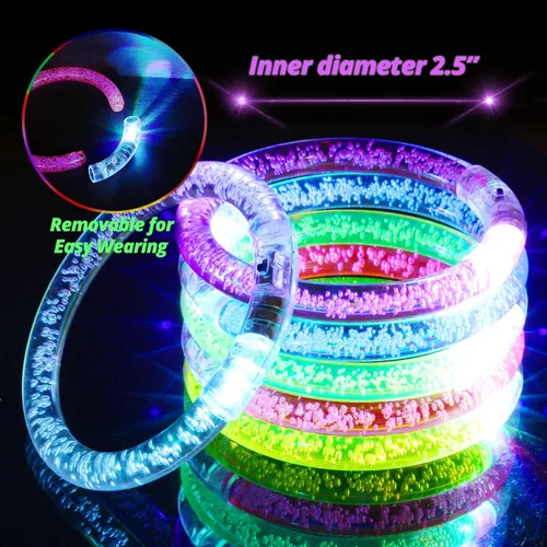 Vista 2 de Novelty Place Juego de 12 pulseras LED brillantes – Juguetes iluminados para fiestas de niños y adultos – Accesorios que brillan en la oscuridad