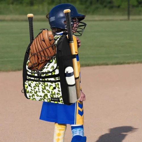Vista 39 de Bolsa de béisbol juvenil con compartimento ventilado para zapatos, bolsa de bate de sóftbol para guantes de bateo, casco, equipo de teeball