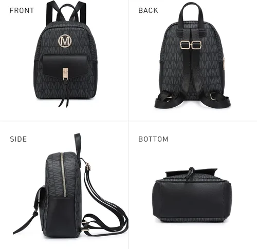 Vista 5 de MKP - Mochila pequeña para mujer, bolso de hombro con borla y dije, Negro -, Mochilas Daypack