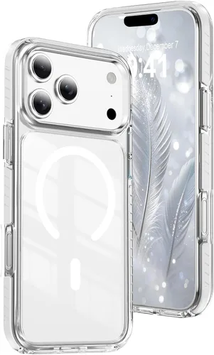 Vista 14 de LEMAXELERS Funda magnética transparente para iPhone 18 Pro Max, color negro