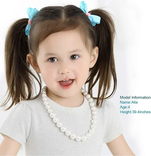 Vista 2 de WELLKAGE Collar de perlas para niñas (blanco) resina sintética ecológica, Resina