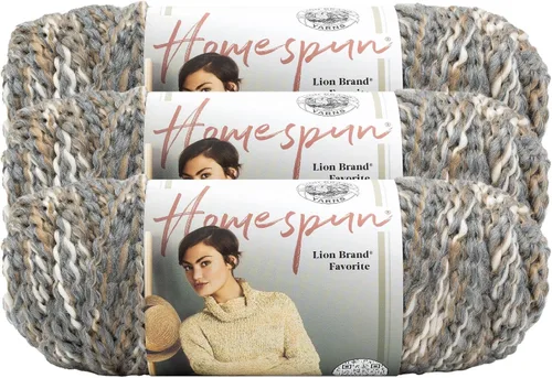 Vista 18 de Lion Brand Yarn Hilo Homespun, Hilo Suave y Voluminoso para Tejer, Ganchillo y Manualidades, 1 paquete, Beachside Stripes