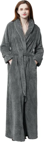 Vista 5 de Hellomamma Bata larga para mujer, suave y cálida, de felpa, para dormir, pijama, bata de casa