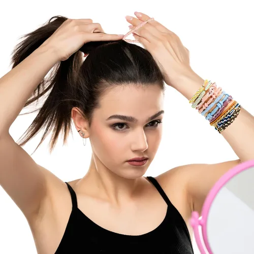 Vista 2 de Pulseras para el cabello para mujer, 24 piezas de accesorios para el cabello bohemio en 12 colores, 5 estilos, no dañan el cabello grueso Boho A