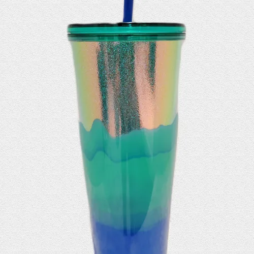 Vista 2 de Starbucks Holiday 2022 - Vaso de holograma de onda ombré, 24 onzas