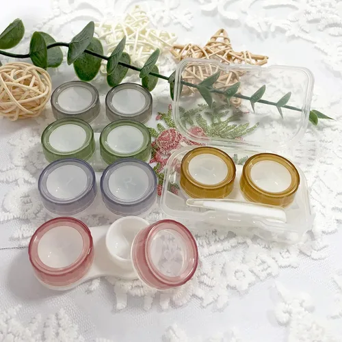 Vista 3 de Fundas para lentes de contacto, colorido soporte para lentes de contacto, estuche de contacto transparente, mini lente de contacto portátil