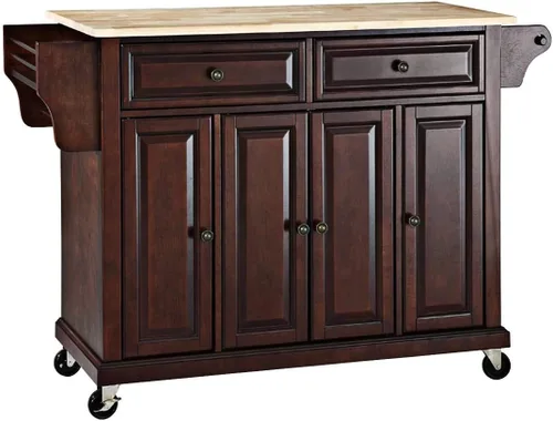 Vista 9 de Crosley Furniture isla de cocina con ruedas, Madera, Negro