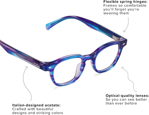 Vista 3 de eyebobs Bitty Witty Narrow Traditional and Blue Light Reading Glasses Granito negro