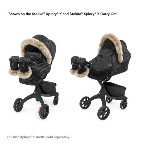 Vista 5 de Stokke Xplory X - Kit de invierno, color negro ónix, protege al bebé del clima frío y el viento, incluye guantes de forro polar para padres, telas