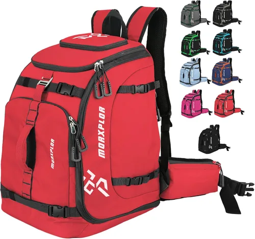 Vista 10 de MORXPLOR Ski Boot Bag - 65L Padded, Waterproof Ski Travel Backpack for Gear & Accessories