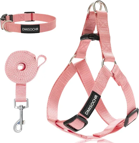Vista 12 de Arnés para perro sin tirones, arnés ajustable, correa y collar para perros pequeños, medianos y grandes, arnés suave a prueba de escapes