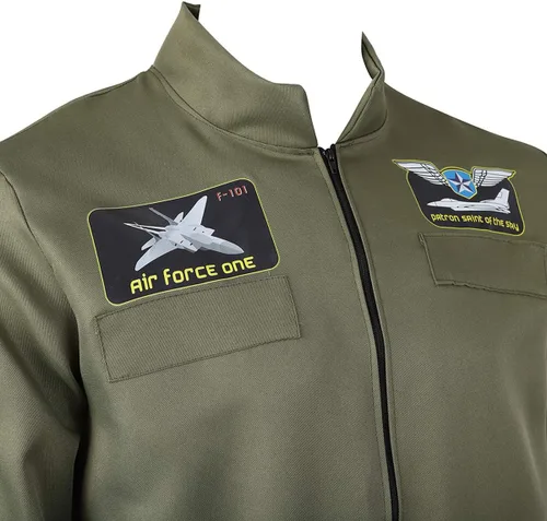Vista 5 de Grebrafan Disfraz de piloto para hombre, traje de vuelo verde