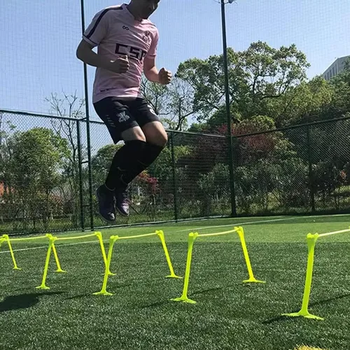 Vista 2 de YXXSDP Estragos de agilidad de velocidad ligera para entrenamiento, juego de obstáculos de entrenamiento de obstáculos ajustable portátil